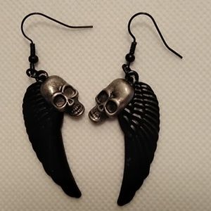 Gray n Black Skull Earrings